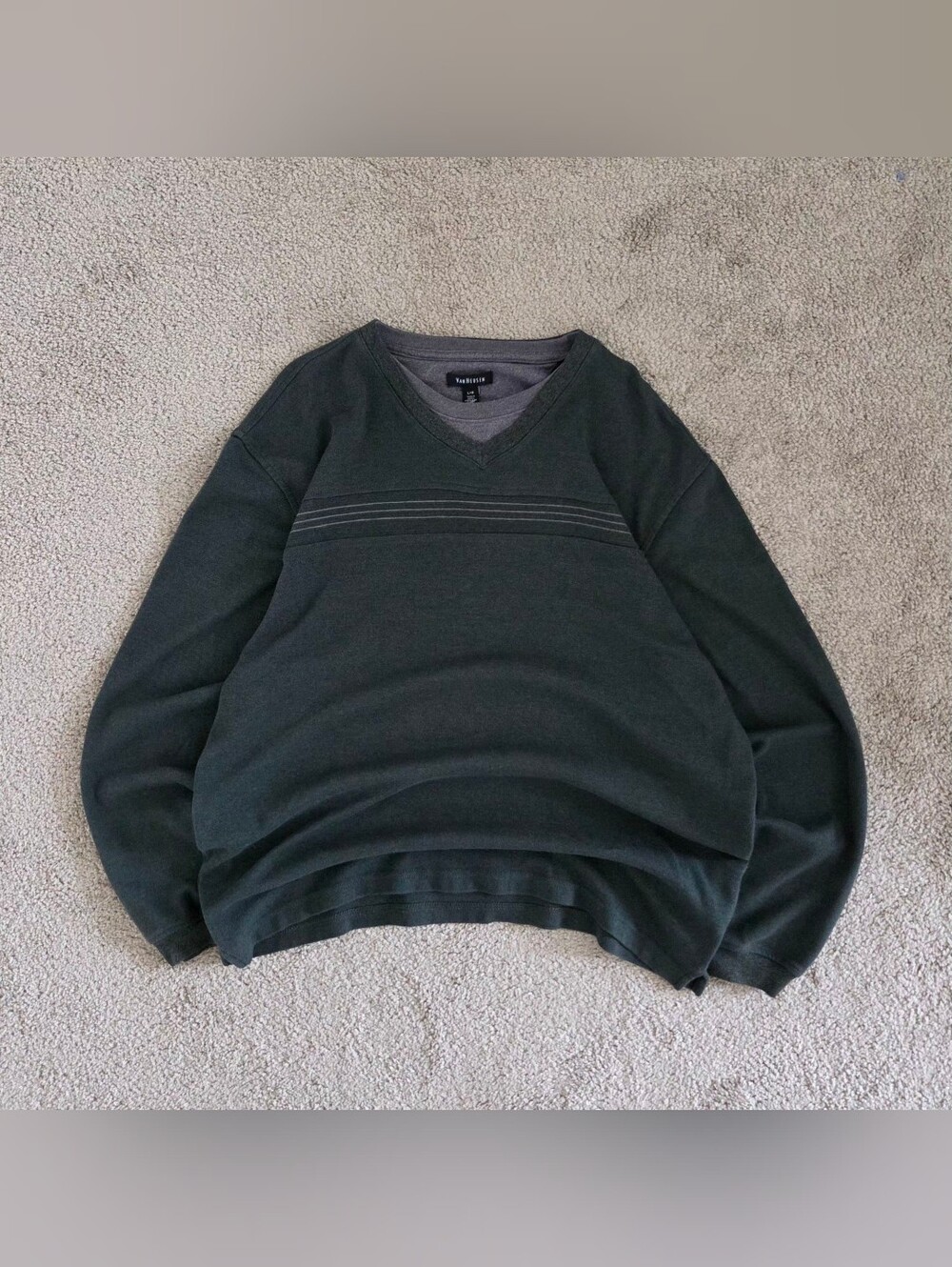 Vintage Y2K Van Heusen Dark Green V-Neck Shirt Men's L